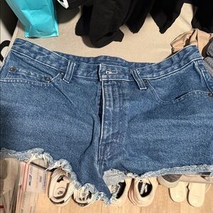 Denim Cutoff Shorts - Blue